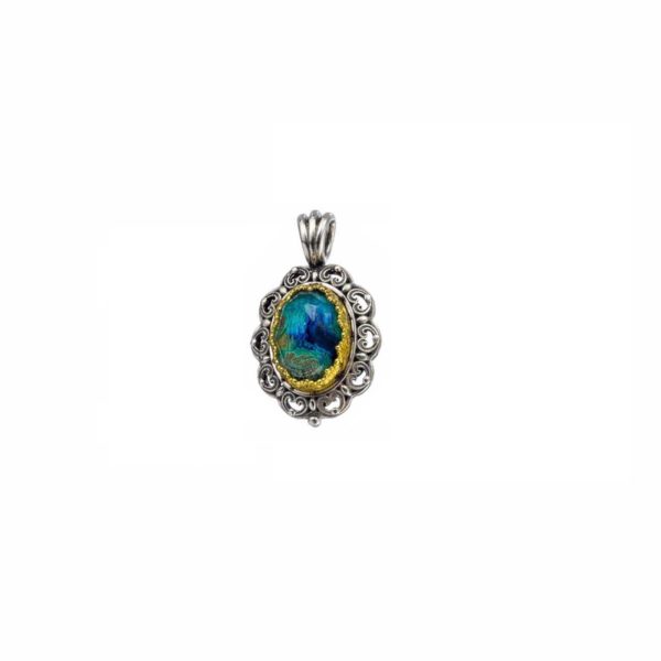 Oval Color Pendant in Sterling Silver 925 with Gold plated parts - Image 4