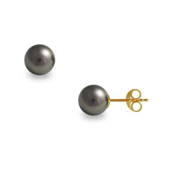 Set Akoya Pearls Japan 7.5-8mm AAAA Black Round 14k Gold - Image 3