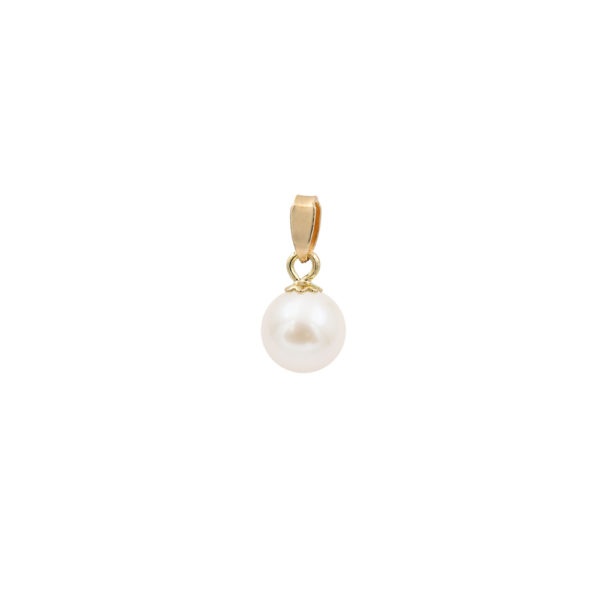 14k Gold Akoya Pearl Pendant Round AAAA 6-6.5mm - Image 2