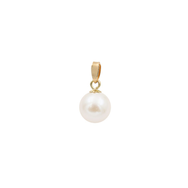 Pearl Akoya Japan 7.5-8mm AAAA Round Pendant 14k Gold - Image 2