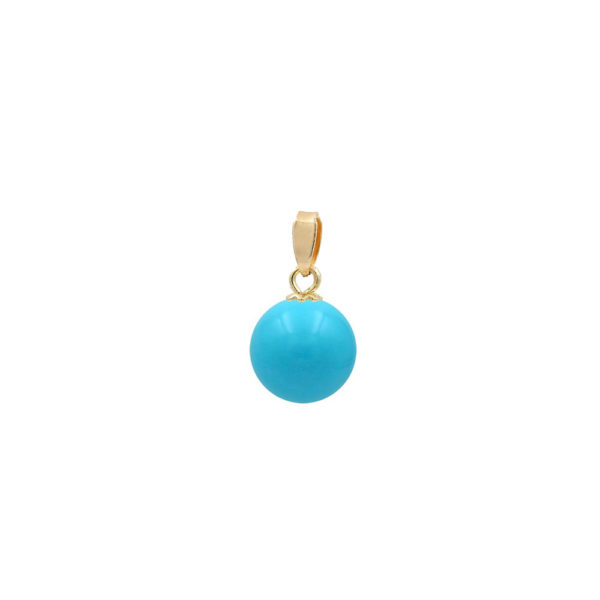 14k Yellow Gold Pendant and Turquoise 10mm - Image 2