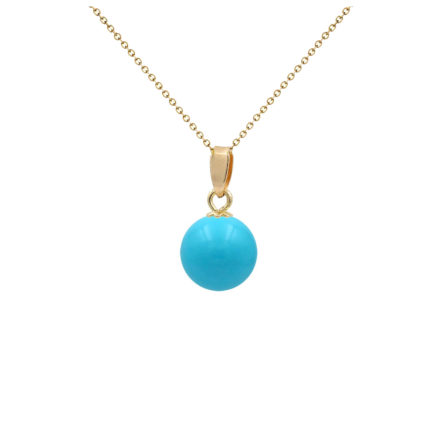 14k Yellow Gold Pendant and Turquoise 10mm N153203-PE