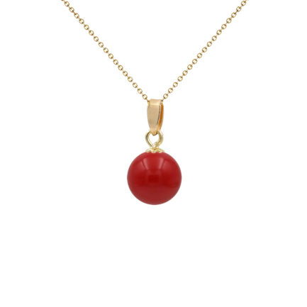10mm Coral Pendant Necklace in 14k Yellow Gold N153204-PE