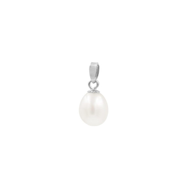 Freshwater Pearl Oval Pendant 14k Solid White Gold 8-10mm N153210-PE