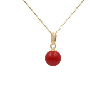 8mm Coral Pendant Necklace in 14k Yellow Gold N153211-PE