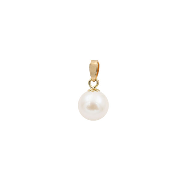 Japanese Akoya Pearl 7-7.5mm AAAA Round 14k Gold Pendants - Image 2