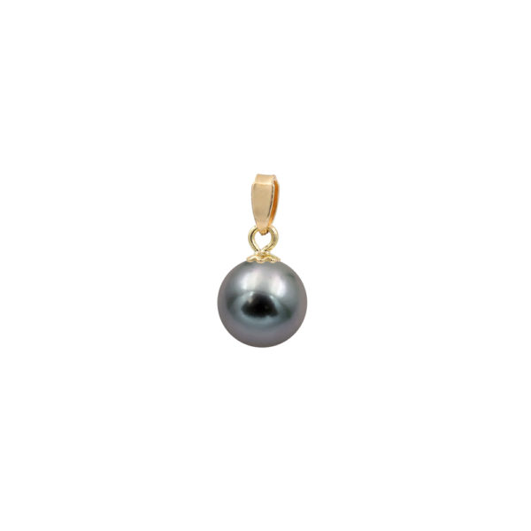 Akoya Black Pearl Japan 7.5-8mm AAAA Round 14k Gold - Image 2