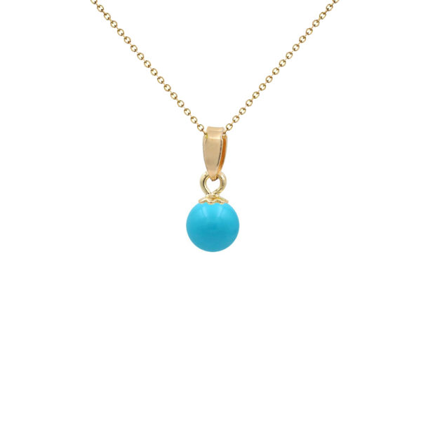 6mm Round Turquoise with14k Yellow Gold Pendant N153219-PE