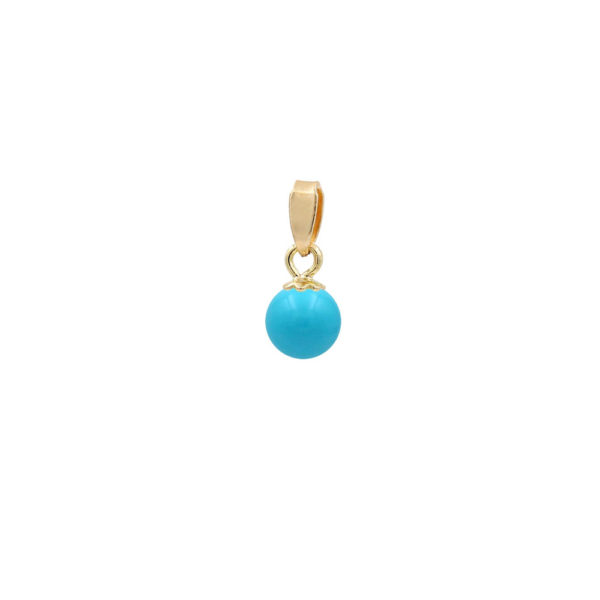 6mm Round Turquoise with14k Yellow Gold Pendant - Image 2