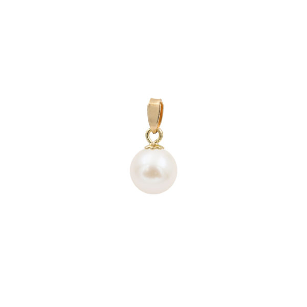 Japanese Akoya Pearl 6.5-7mm AAAA Round 14k Gold Pendants - Image 2