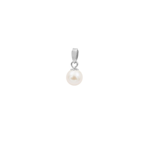 14k White Gold Akoya Pearl Pendant Round AAAA 5-5.5mm N153224-PE