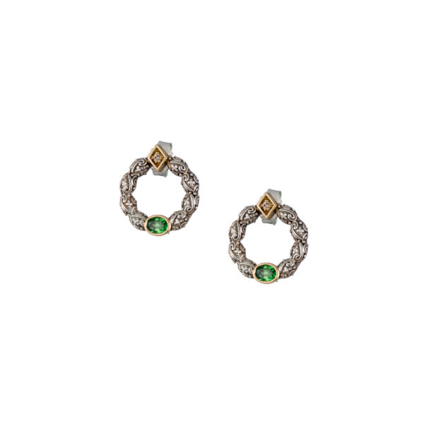 Small Circle Stud Earrings with 18k Yellow Gold and Sterling Silver 925