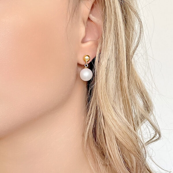 Drop Earrings with Akoya Pearls 4A in 14k Yellow Gold