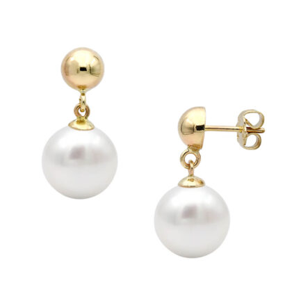 Drop Earrings with Akoya Pearls 4A in 14k Yellow Gold