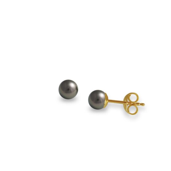 Akoya Black Pearl Japan 5-5.5mm 4A Stud Earrings - Image 2