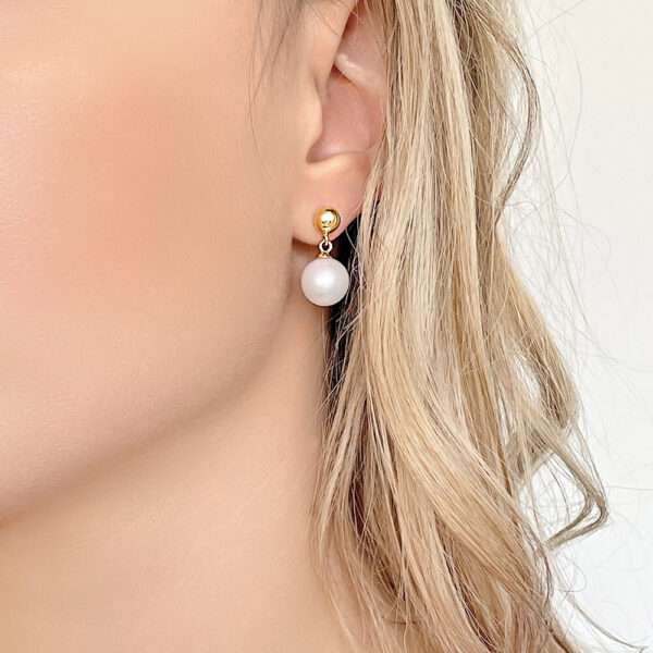Drop Earrings with Akoya Pearls 4A in Yellow Gold 14k