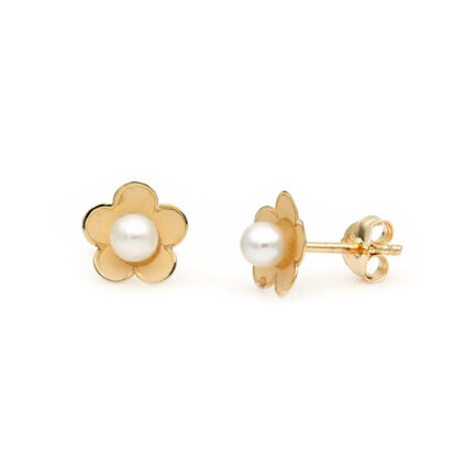 Small Golden Flower Akoya Pearl Center 3.5mm 4A Stud Earrings