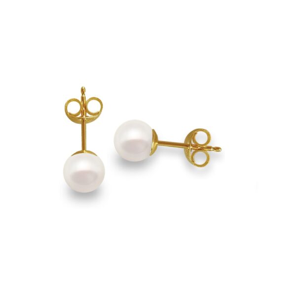 Japan Akoya Pearl 6-6.5mm 4A in 14k Yellow gold Stud Earrings