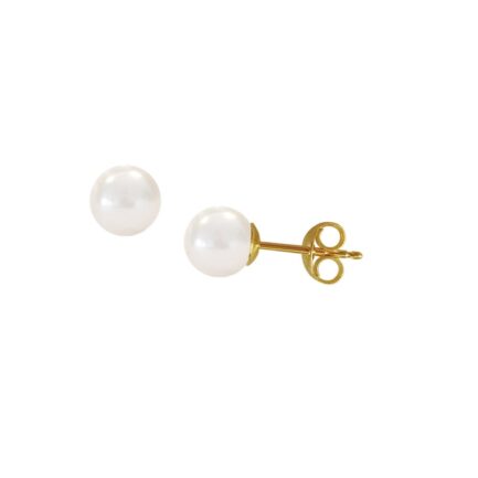 Japan Akoya Pearl 6.5-7mm 4A in 14k Yellow Gold Stud Earrings