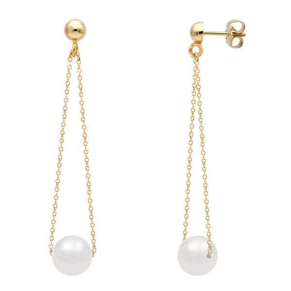 7-8mm Freshwater Pearls 4A Drop Earrings in 14kt Yellow Gold