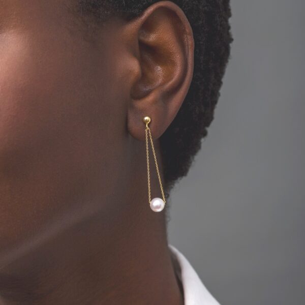 7-8mm Freshwater Pearls 4A Drop Earrings in 14kt Yellow Gold