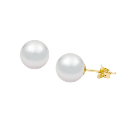 Akoya Pearl Japan White 9-9.5mm Round 4A Stud Earrings