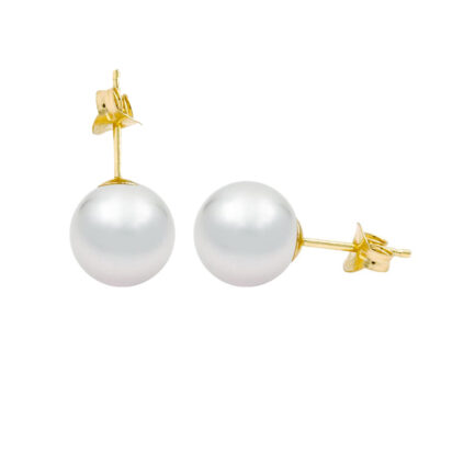 Japan Akoya Pearl 9.5-10mm 4A in 14k Yellow Gold Stud Earrings