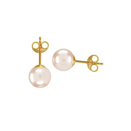 Pink Akoya Pearl 7.5-8mm 4A in 14k Yellow Gold Stud Earrings