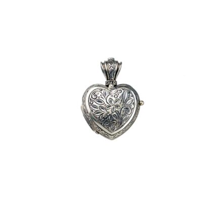 Locket Heart Pendant Engraved in Sterling silver 925