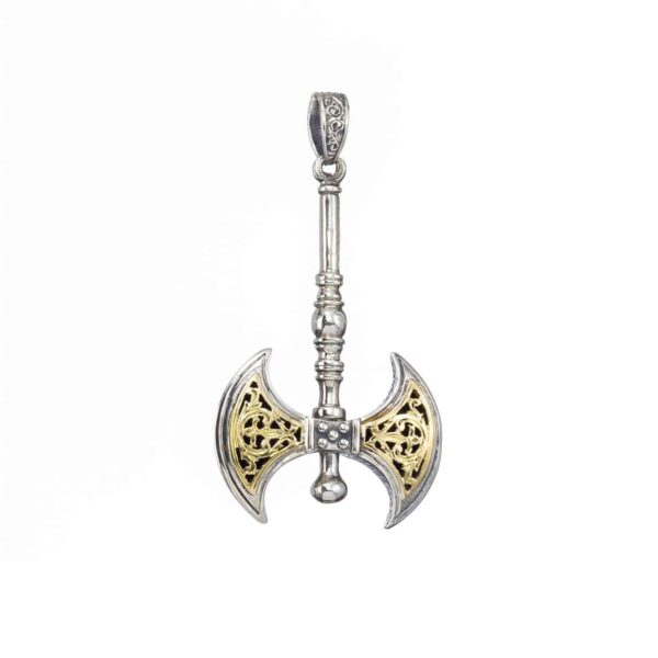 Minoan Double Axe Men’s Pendant in 18k Yellow Gold and Sterling silver - Image 2