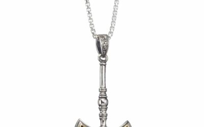 Minoan Double Axe Men’s Pendant 18k Yellow Gold and Sterling silver