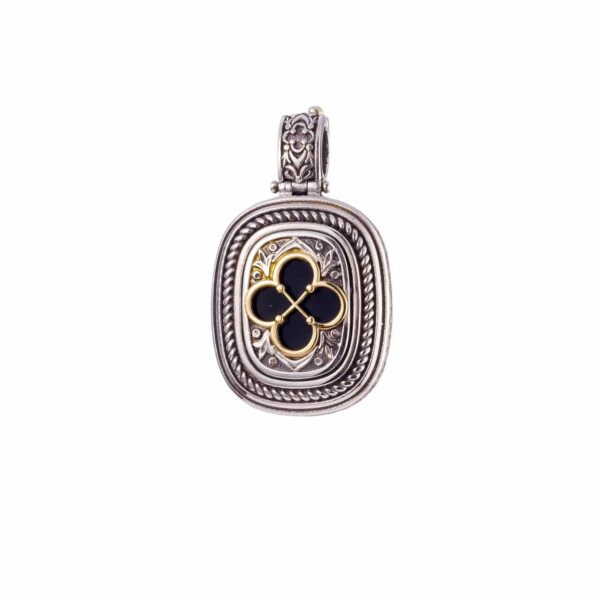 Lucky Clover Four Leaf Pendant 18k Yellow Gold and Sterling silver - Image 2