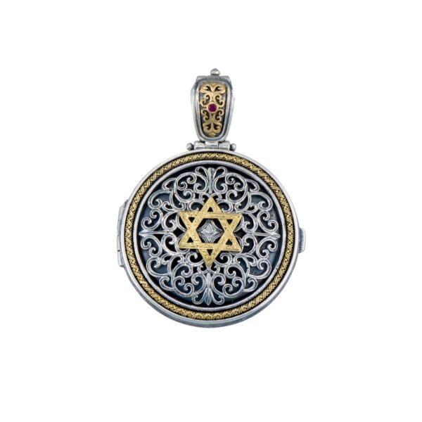 Star of David Locket Pendant in 18k Yellow Gold and silver - Image 2