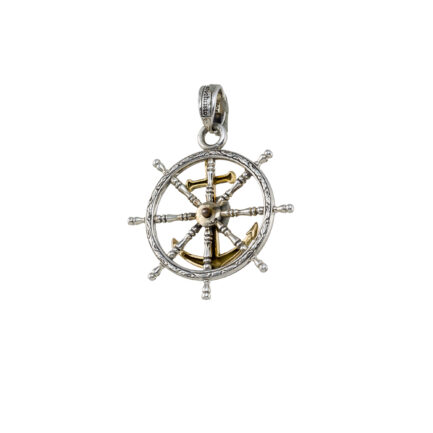 Anchor Pendant Steering Wheel for Men 18k Yellow Gold and Sterling silver