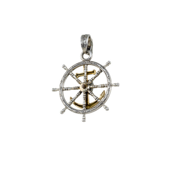 Anchor Pendant Steering Wheel for Men 18k Yellow Gold and Sterling silver - Image 2