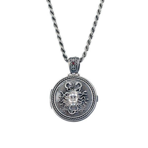 Medusa Locket Pendant in Sterling Silver