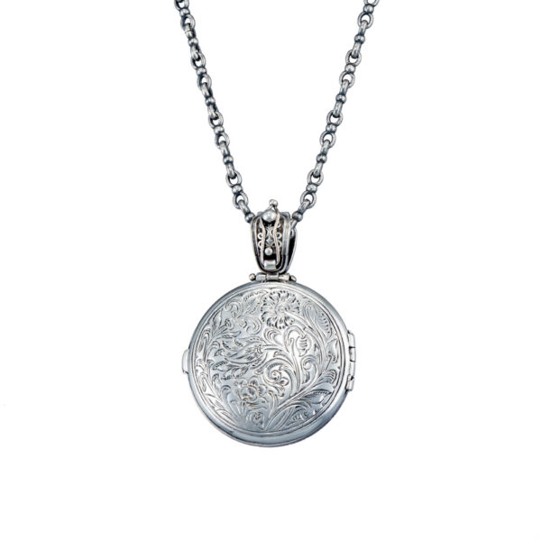 Mediterranean Round Locket Pendant in Sterling Silver - Image 2