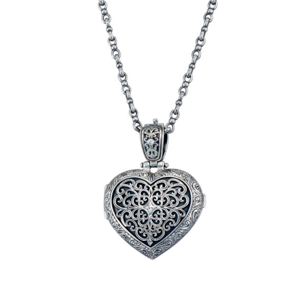 Heart Mediterranean Locket Pendant in Sterling Silver