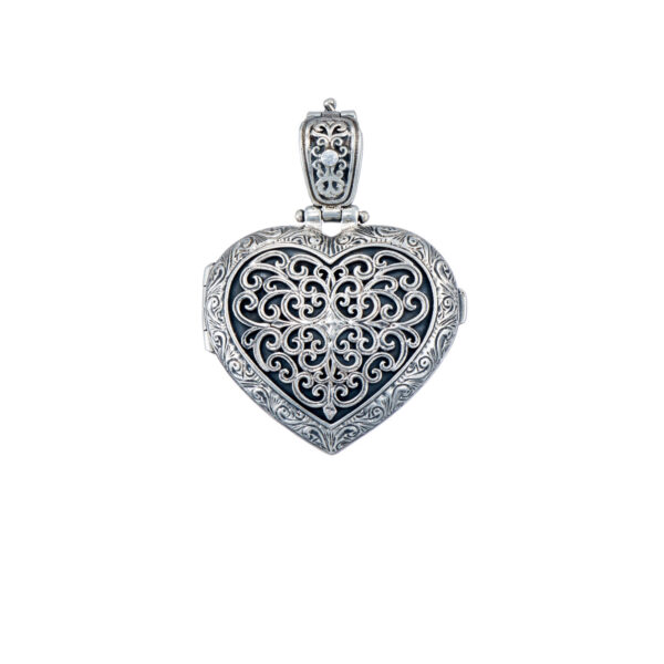 Heart Mediterranean Locket Pendant in Sterling Silver - Image 4