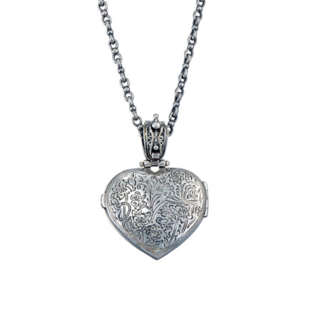 Heart Mediterranean Locket Pendant in Sterling Silver