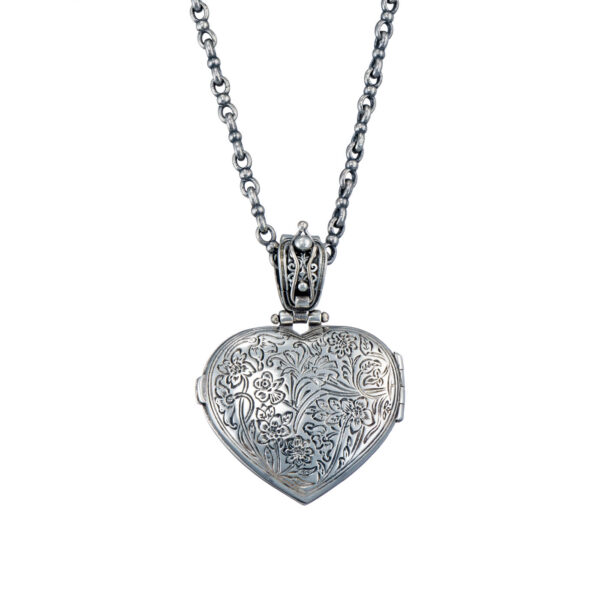 Heart Mediterranean Locket Pendant in Sterling Silver - Image 2