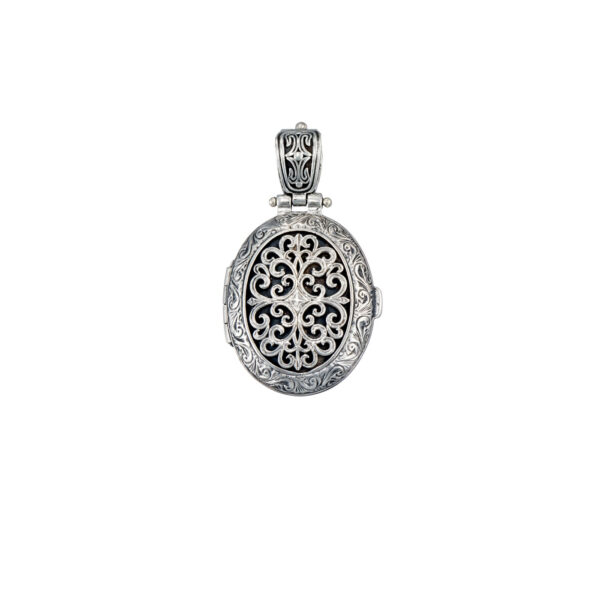 Mediterranean Round Locket Pendant in Sterling Silver