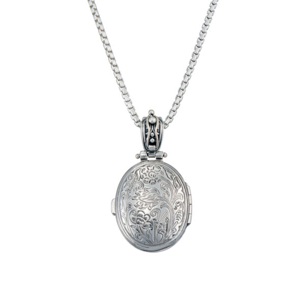 Mediterranean Round Locket Pendant in Sterling Silver