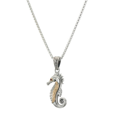 Seahorse Medium Pendant in 18k Yellow Gold and Sterling Silver