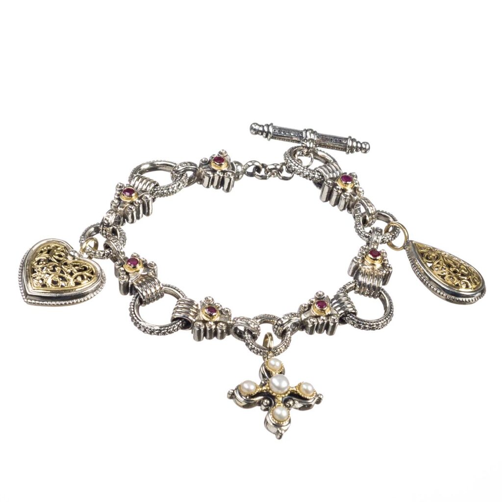 Byzantine Charm Bracelet Women 18k Yellow Gold, Sterling Silver 925