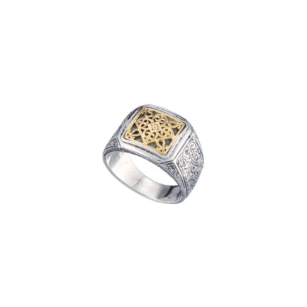 Byzantine Ring for Men in 18K Gold and Sterling Silver