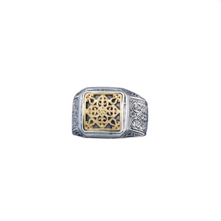 Byzantine Ring for Men in 18K Gold and Sterling Silver