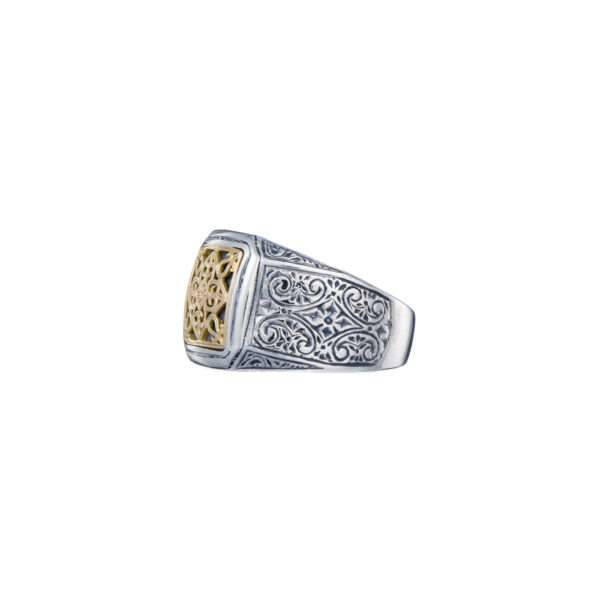 Byzantine Ring for Men in 18K Gold and Sterling Silver