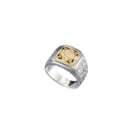 Byzantine Ring for Men in 18K Gold and Sterling Silver