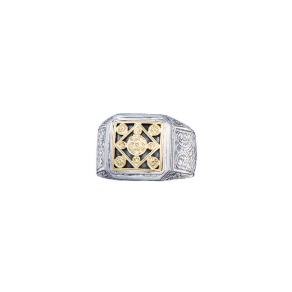 Byzantine Ring for Men in 18K Gold and Sterling Silver